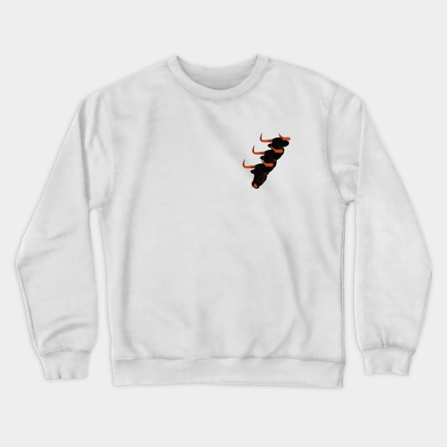 Red Triple Taurus Crewneck Sweatshirt by HERMETICSUPPLY